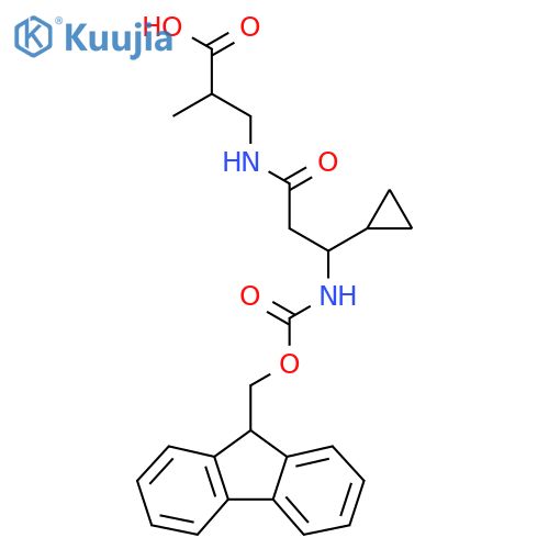 3-3-cyclopropyl-3-({(9H-fluoren-9-yl)methoxycarbonyl}amino)propanamido-2-methylpropanoic acid structure