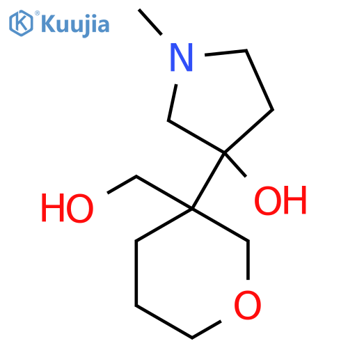 3-3-(hydroxymethyl)oxan-3-yl-1-methylpyrrolidin-3-ol structure