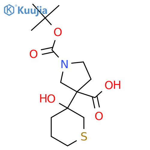 1-(tert-butoxy)carbonyl-3-(3-hydroxythian-3-yl)pyrrolidine-3-carboxylic acid structure