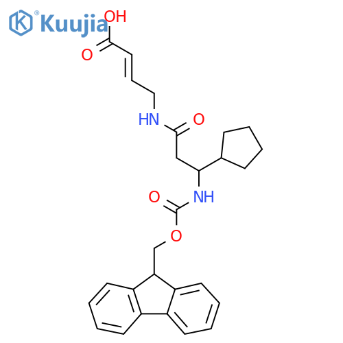 4-3-cyclopentyl-3-({(9H-fluoren-9-yl)methoxycarbonyl}amino)propanamidobut-2-enoic acid structure
