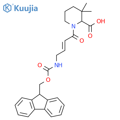 1-4-({(9H-fluoren-9-yl)methoxycarbonyl}amino)but-2-enoyl-3,3-dimethylpiperidine-2-carboxylic acid structure