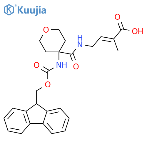 4-{4-({(9H-fluoren-9-yl)methoxycarbonyl}amino)oxan-4-ylformamido}-2-methylbut-2-enoic acid structure