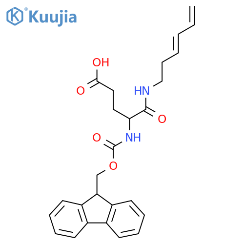 4-({(9H-fluoren-9-yl)methoxycarbonyl}amino)-4-(hexa-3,5-dien-1-yl)carbamoylbutanoic acid structure