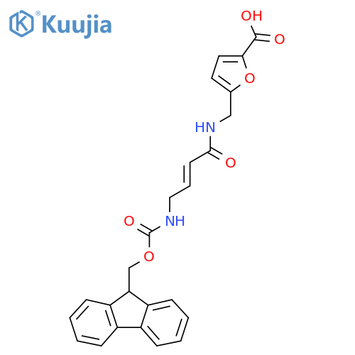 5-{4-({(9H-fluoren-9-yl)methoxycarbonyl}amino)but-2-enamidomethyl}furan-2-carboxylic acid structure