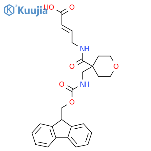 4-({4-({(9H-fluoren-9-yl)methoxycarbonyl}amino)methyloxan-4-yl}formamido)but-2-enoic acid structure