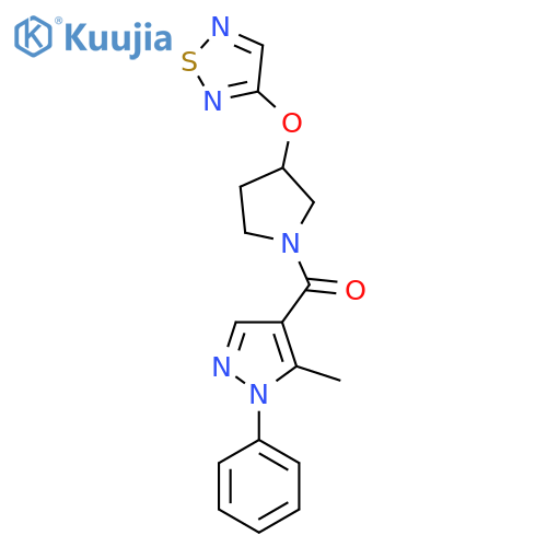 3-{[1-(5-methyl-1-phenyl-1H-pyrazole-4-carbonyl)pyrrolidin-3-yl]oxy}-1,2,5-thiadiazole structure