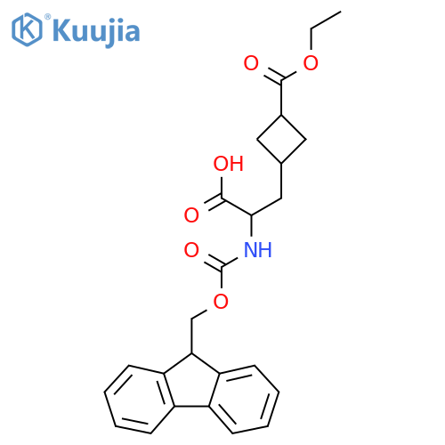 3-3-(ethoxycarbonyl)cyclobutyl-2-({(9H-fluoren-9-yl)methoxycarbonyl}amino)propanoic acid structure