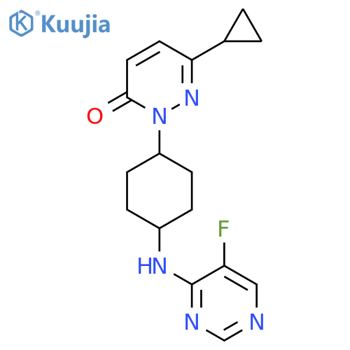 6-cyclopropyl-2-{4-(5-fluoropyrimidin-4-yl)aminocyclohexyl}-2,3-dihydropyridazin-3-one structure
