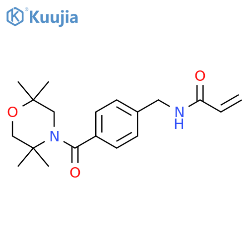 N-{[4-(2,2,5,5-tetramethylmorpholine-4-carbonyl)phenyl]methyl}prop-2-enamide structure