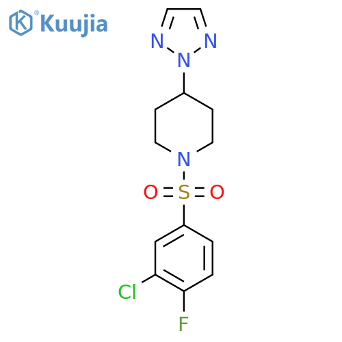 1-(3-chloro-4-fluorobenzenesulfonyl)-4-(2H-1,2,3-triazol-2-yl)piperidine structure