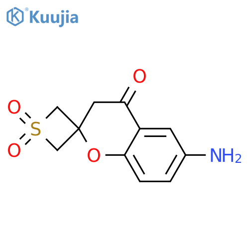 Spiro[2H-1-benzopyran-2,3'-thietan]-4(3H)-one, 6-amino-, 1',1'-dioxide structure