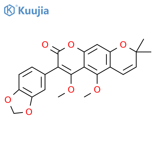 3-benzo[1,3]dioxol-5-yl-4,5-dimethoxy-8,8-dimethyl-8H-pyrano[3,2-g]chromen-2-one structure