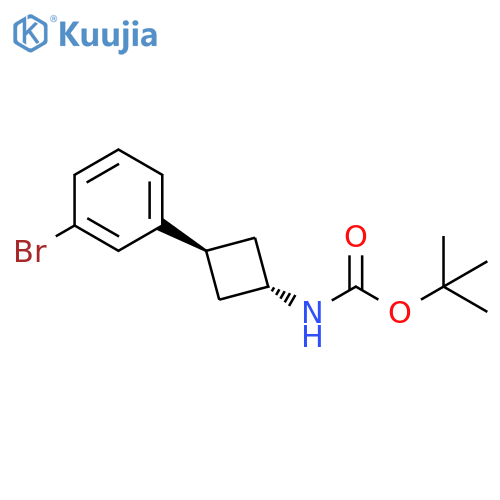 tert-butyl N-(1r,3r)-3-(3-bromophenyl)cyclobutylcarbamate, trans structure