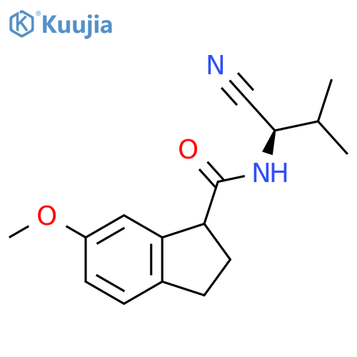 N-[(1R)-1-Cyano-2-methylpropyl]-2,3-dihydro-6-methoxy-1H-indene-1-carboxamide structure