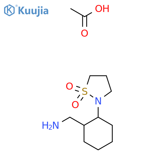 2-2-(aminomethyl)cyclohexyl-1lambda6,2-thiazolidine-1,1-dione, acetic acid structure