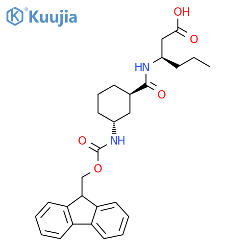 (3R)-3-{(1RS,3RS)-3-({(9H-fluoren-9-yl)methoxycarbonyl}amino)cyclohexylformamido}hexanoic acid structure