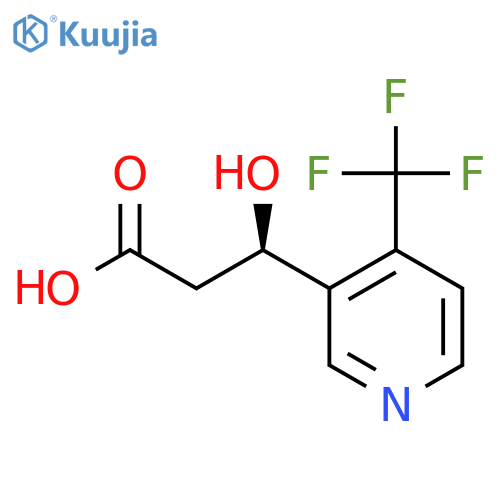 (3R)-3-hydroxy-3-4-(trifluoromethyl)pyridin-3-ylpropanoic acid structure