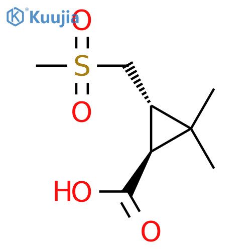rac-(1R,3R)-3-(methanesulfonylmethyl)-2,2-dimethylcyclopropane-1-carboxylic acid structure