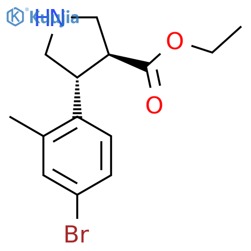 rac-ethyl (3R,4S)-4-(4-bromo-2-methylphenyl)pyrrolidine-3-carboxylate structure