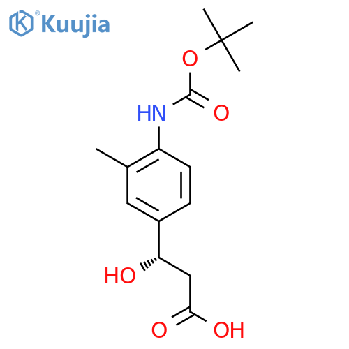 (3S)-3-(4-{(tert-butoxy)carbonylamino}-3-methylphenyl)-3-hydroxypropanoic acid structure