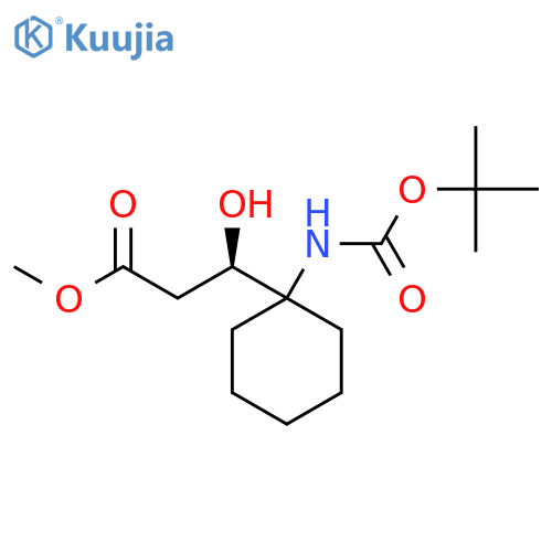 methyl (3R)-3-(1-{(tert-butoxy)carbonylamino}cyclohexyl)-3-hydroxypropanoate structure