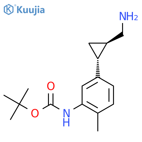 rac-tert-butyl N-{5-(1R,2R)-2-(aminomethyl)cyclopropyl-2-methylphenyl}carbamate structure