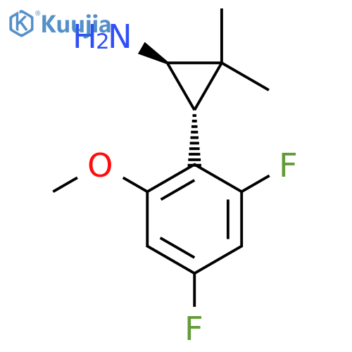 rac-(1R,3R)-3-(2,4-difluoro-6-methoxyphenyl)-2,2-dimethylcyclopropan-1-amine structure