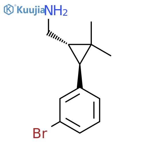 rac-(1R,3R)-3-(3-bromophenyl)-2,2-dimethylcyclopropylmethanamine structure