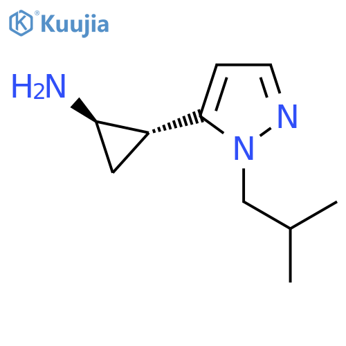 rac-(1R,2R)-2-1-(2-methylpropyl)-1H-pyrazol-5-ylcyclopropan-1-amine structure