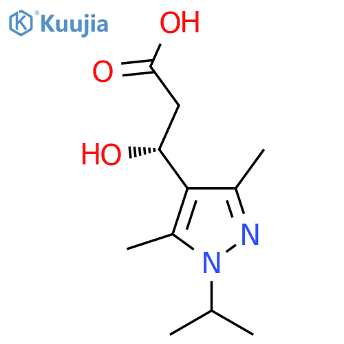(3R)-3-3,5-dimethyl-1-(propan-2-yl)-1H-pyrazol-4-yl-3-hydroxypropanoic acid structure