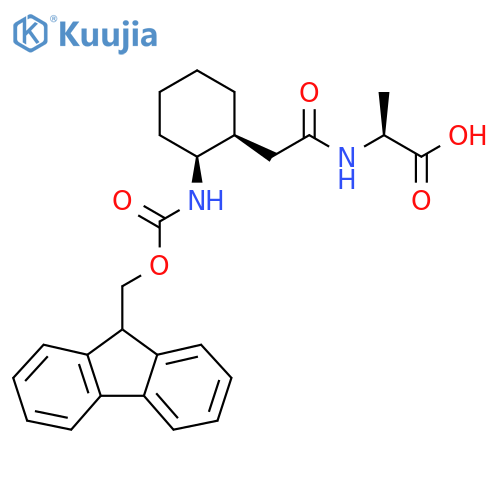 (2S)-2-{2-(1RS,2RS)-2-({(9H-fluoren-9-yl)methoxycarbonyl}amino)cyclohexylacetamido}propanoic acid structure