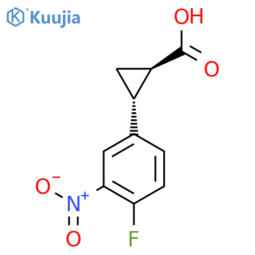 rac-(1R,2R)-2-(4-fluoro-3-nitrophenyl)cyclopropane-1-carboxylic acid structure