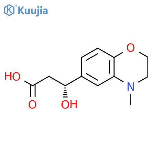 (3R)-3-hydroxy-3-(4-methyl-3,4-dihydro-2H-1,4-benzoxazin-6-yl)propanoic acid structure
