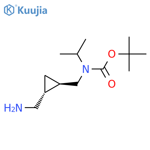 rac-tert-butyl N-{(1R,2R)-2-(aminomethyl)cyclopropylmethyl}-N-(propan-2-yl)carbamate structure