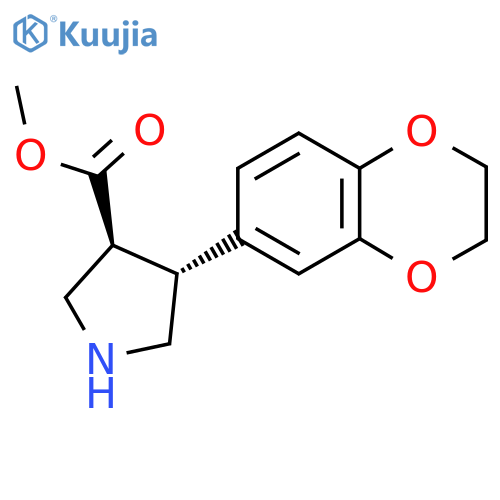 rac-methyl (3R,4S)-4-(2,3-dihydro-1,4-benzodioxin-6-yl)pyrrolidine-3-carboxylate structure