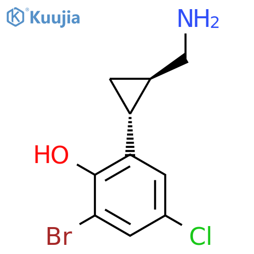 rac-2-(1R,2R)-2-(aminomethyl)cyclopropyl-6-bromo-4-chlorophenol structure