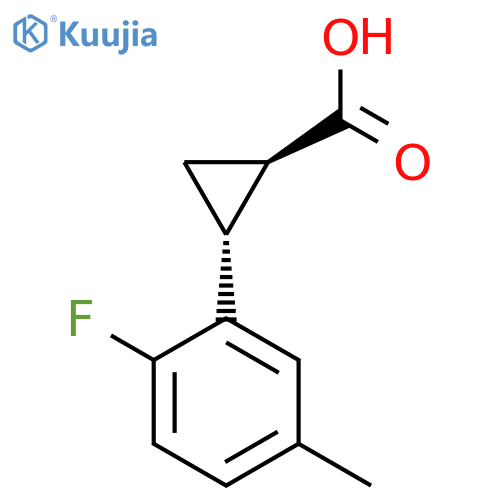 rac-(1R,2R)-2-(2-fluoro-5-methylphenyl)cyclopropane-1-carboxylic acid structure