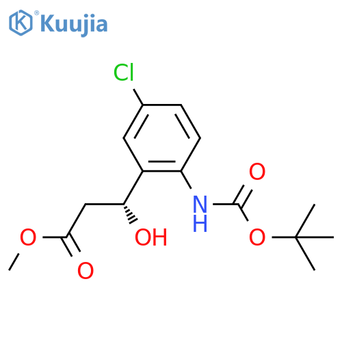 methyl (3R)-3-(2-{(tert-butoxy)carbonylamino}-5-chlorophenyl)-3-hydroxypropanoate structure