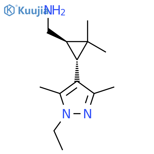 rac-(1R,3R)-3-(1-ethyl-3,5-dimethyl-1H-pyrazol-4-yl)-2,2-dimethylcyclopropylmethanamine structure