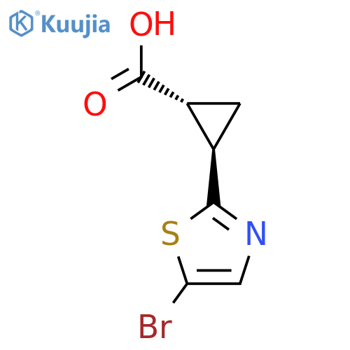 rac-(1R,2R)-2-(5-bromo-1,3-thiazol-2-yl)cyclopropane-1-carboxylic acid structure