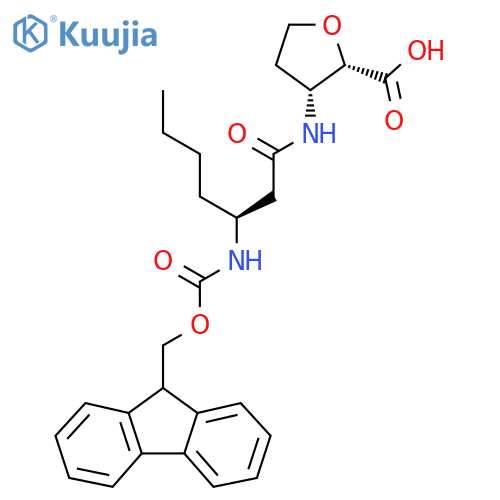 (2RS,3SR)-3-(3S)-3-({(9H-fluoren-9-yl)methoxycarbonyl}amino)heptanamidooxolane-2-carboxylic acid structure