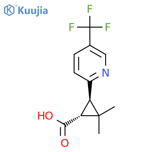 rac-(1R,3R)-2,2-dimethyl-3-5-(trifluoromethyl)pyridin-2-ylcyclopropane-1-carboxylic acid structure