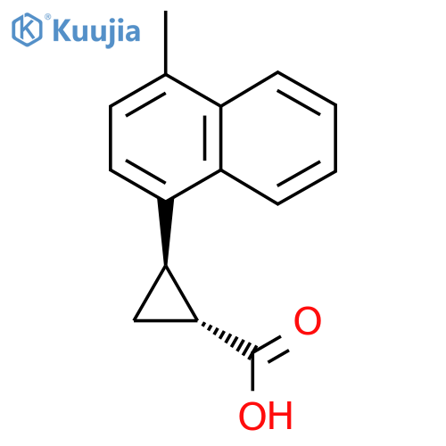 rac-(1R,2R)-2-(4-methylnaphthalen-1-yl)cyclopropane-1-carboxylic acid structure