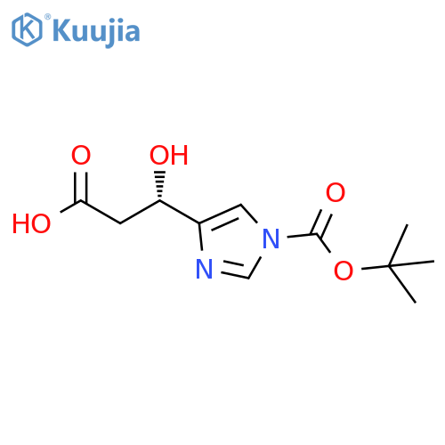 (3S)-3-{1-(tert-butoxy)carbonyl-1H-imidazol-4-yl}-3-hydroxypropanoic acid structure