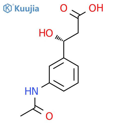 (3R)-3-(3-acetamidophenyl)-3-hydroxypropanoic acid structure