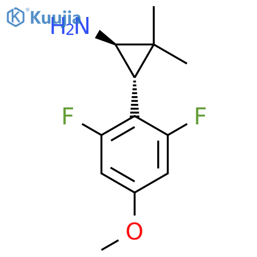 rac-(1R,3R)-3-(2,6-difluoro-4-methoxyphenyl)-2,2-dimethylcyclopropan-1-amine structure