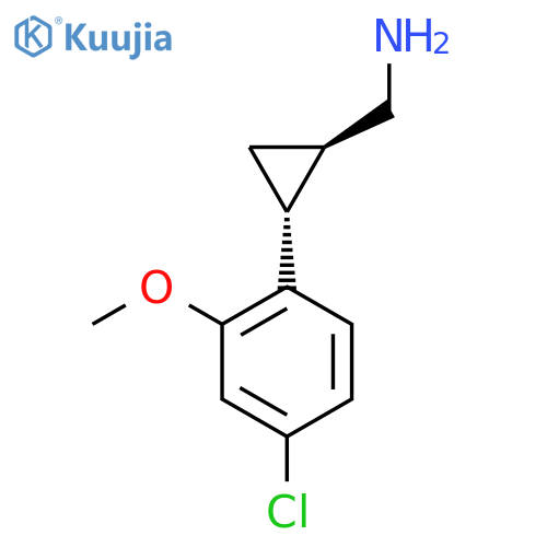 rac-(1R,2R)-2-(4-chloro-2-methoxyphenyl)cyclopropylmethanamine structure