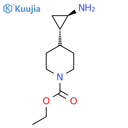 rac-ethyl 4-(1R,2S)-2-aminocyclopropylpiperidine-1-carboxylate structure