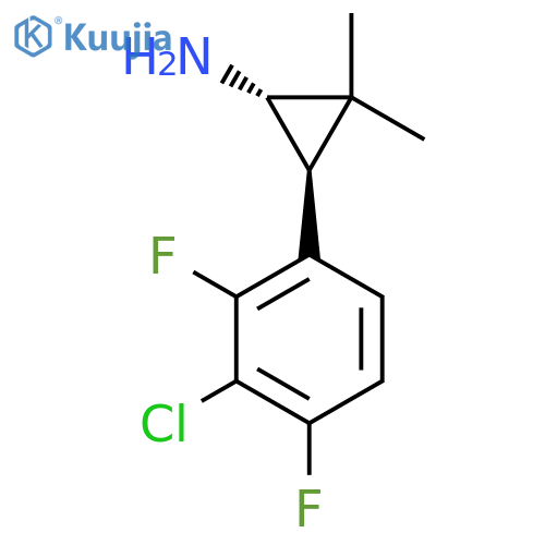 rac-(1R,3R)-3-(3-chloro-2,4-difluorophenyl)-2,2-dimethylcyclopropan-1-amine structure