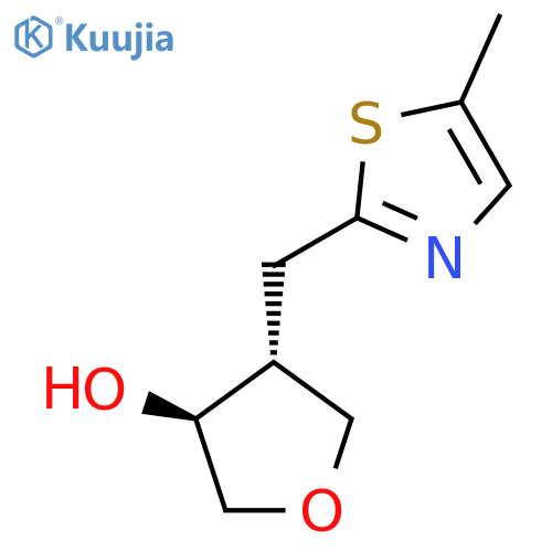 rac-(3R,4S)-4-(5-methyl-1,3-thiazol-2-yl)methyloxolan-3-ol structure